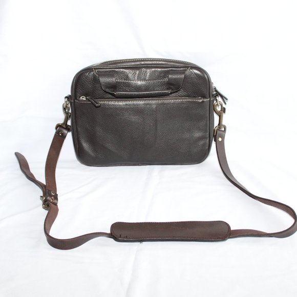 Levenger Brown Leather Multi-Use Messenger Crossbody Bag Organizer 11.5"x9" - Picture 3 of 16
